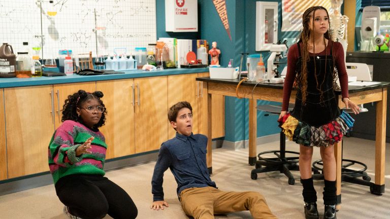 Three kids in a classroom
