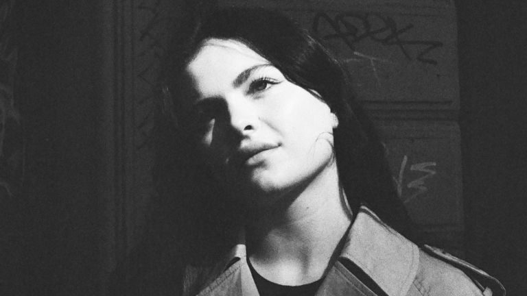 Girl in black and white photo